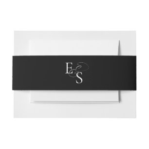 Modern Black White Monogram Wedding Belly Band