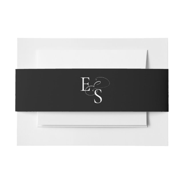 Modern Black White Monogram Wedding Belly Band (Front Example)