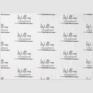 Modern Black & White Monogrammed Name Tissue Paper