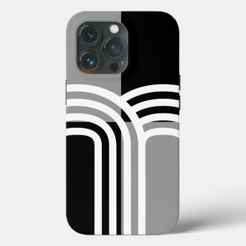 Modern Black White Monotone Initial Pattern iPhone 13 Pro Case