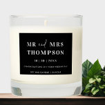 Modern Black White MR & MRS Wedding  Scented Candle<br><div class="desc">A perfect modern black wedding personalized candle gift makes the special day even more memorable. Customized with the names of Mr. and Mrs. and the wedding date, this scented soy wax candle adds a unique touch to your gift. Perfect as a keepsake or a gift for the newlyweds, this wedding...</div>