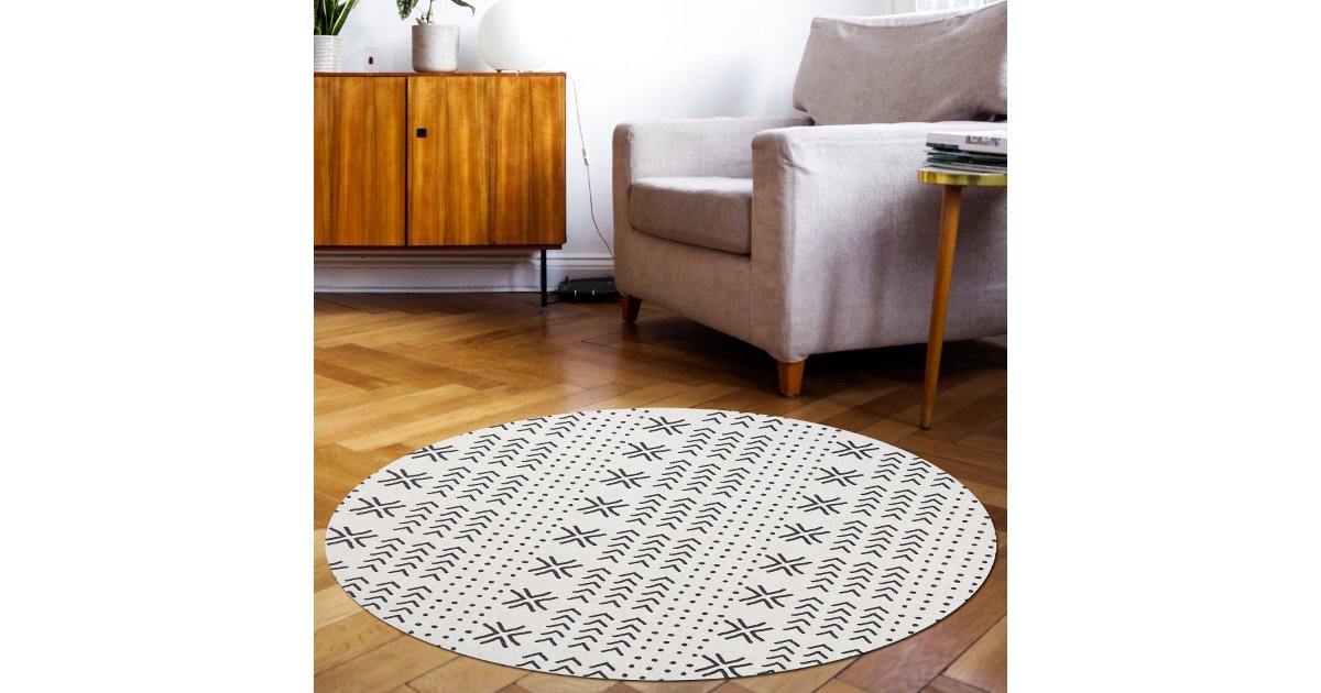 Modern Black White Mudcloth African Pattern Rug | Zazzle