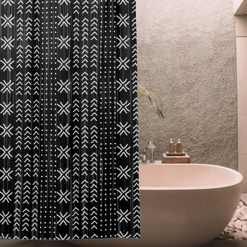 Modern Black White Mudcloth African Pattern Shower Curtain