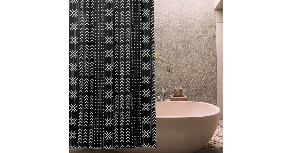 Modern Black White Mudcloth African Pattern Shower Curtain | Zazzle