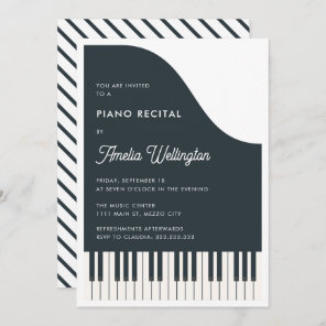 Modern Black White Music Piano Recital Invitation
