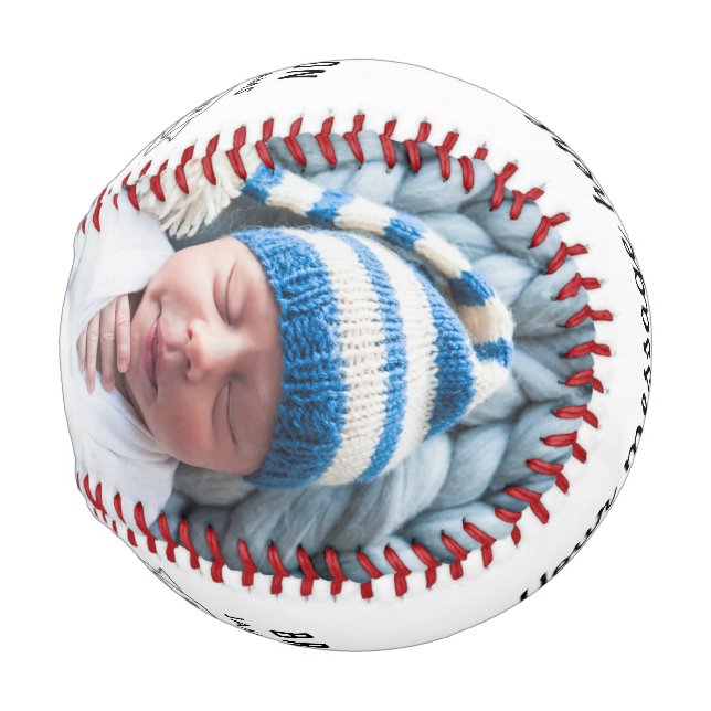 Modern Black White New Baby Announcement Photo Baseball Zazzle