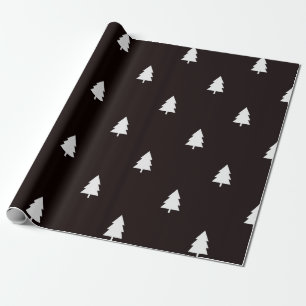 Modern Black White Nordic Christmas Tree Pattern Wrapping Paper