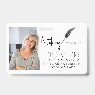 Modern Black & White Notary Photo Business Badge
