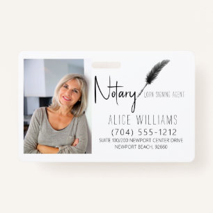 Modern Black & White Notary Photo Business Badge