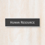 Modern Black White Office Room Department Name Door Sign<br><div class="desc">Custom, personalized, modern, classy, stylish, elegant, business office room rose gold classic black and white script / typography, wall or door hanging metal sign name plate. To customize, simply type in the department / room name. While you personalize, you'll be able to see a preview throughout. Perfect for corporations, small...</div>
