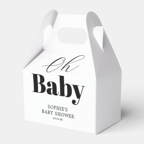 Modern Black White Oh Baby Shower Favor Boxes