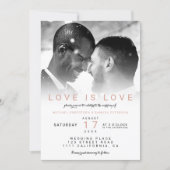 Modern black white ombre photo gay wedding invitation (Front)