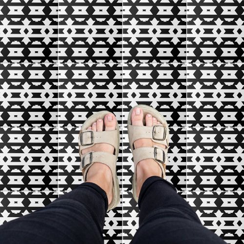 Modern Black  White Op Art Geometric Pattern Ceramic Tile