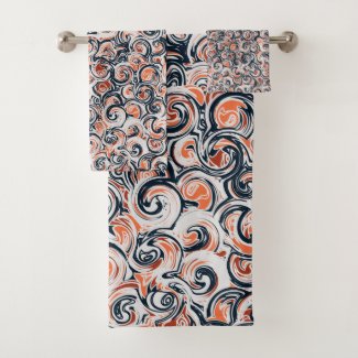 Modern Black White Orange Abstract Pattern