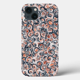 Modern Black White Orange Abstract Pattern