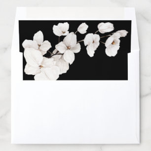 Modern Black White Orchid Floral Wedding Envelope Liner