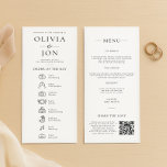Modern Black White Order of Day and Menu Wedding<br><div class="desc">Modern Black and White Order of Day and Menu combined. The White Space Edit Collection. Classic elegance for your tables in timeless style with this minimalist dual purpose design for modern couples who love clean lines and effortless sophistication. This simple yet elegant layout suits any wedding theme or colour palette....</div>