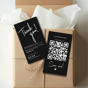 Modern black white order thank you QR code Business Card