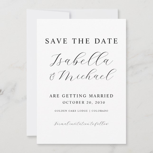 Modern Black & White Overlay Photo Wedding  Save The Date (Front)