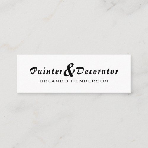 Modern Black  White Painter  Decorator Mini Business Card
