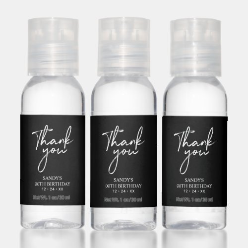 Modern Black  White Party Favor Thank you Hand Sanitizer