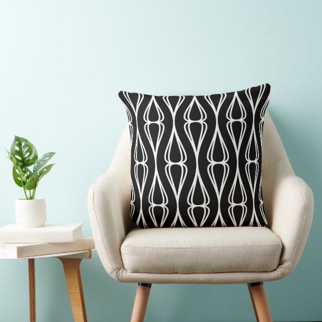 Modern Black White Pattern  Throw Pillow (Chair)