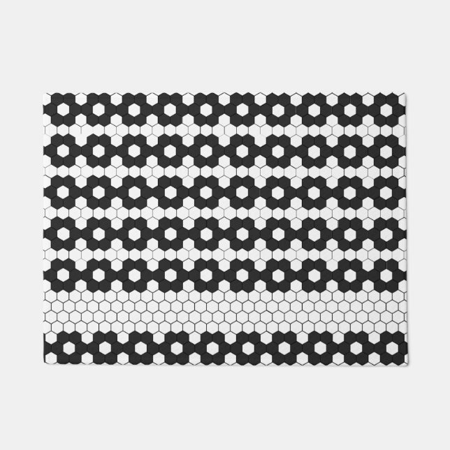 Modern Black White Pattern Tile Design Farmhouse Doormat (Front)