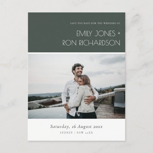 MODERN BLACK  WHITE PERSONAL PHOTO SAVE THE DATE ANNOUNCEMENT POSTCARD