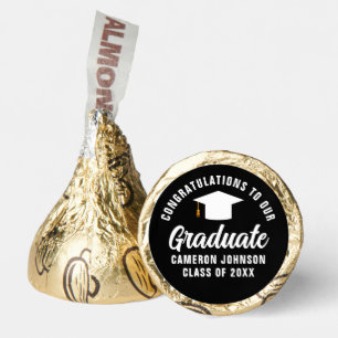 Modern Black White Personalized Graduation Party Hershey®'s Kisses®