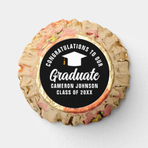 Modern Black White Personalized Graduation Party Reese's Peanut Butter Cups