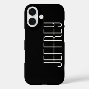 Modern, Black & White, Personalized Jumbo Name iPhone 16 Case