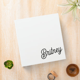 Modern Black White Personalized Monogram and Name  3 Ring Binder