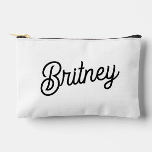 Modern Black White Personalized Monogram and Name Accessory Pouch
