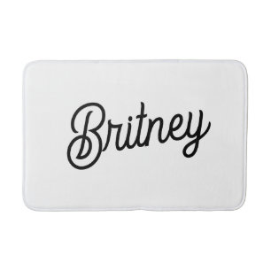 Modern Black White Personalized Monogram and Name  Bath Mat