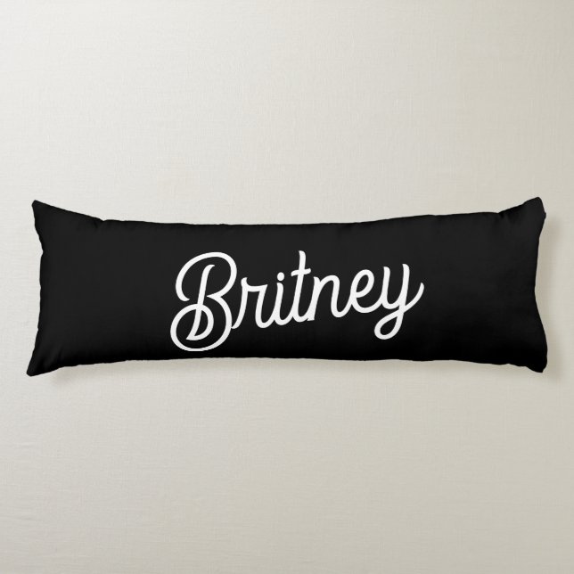 Modern Black White Personalized Monogram and Name  Body Pillow (Front)