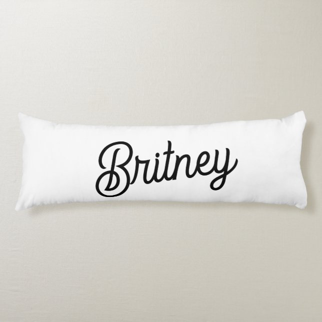 Modern Black White Personalized Monogram and Name  Body Pillow (Front)