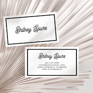 Modern Black White Personalized Monogram and Name  Business Card
