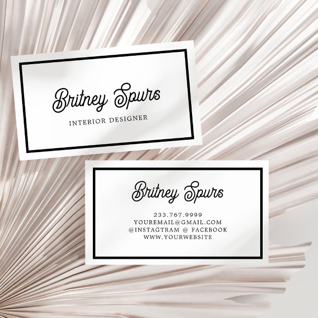 Modern Black White Personalized Monogram and Name  Business Card (Creator Uploaded)