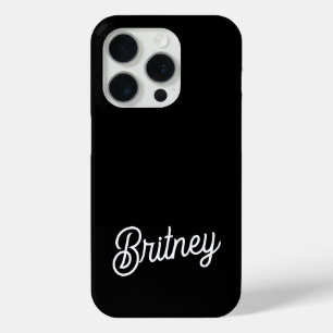 Modern Black White Personalized Monogram and Name  iPhone 15 Pro Case