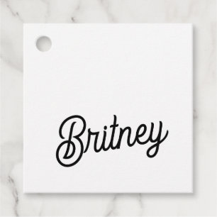 Modern Black White Personalized Monogram and Name  Favor Tags