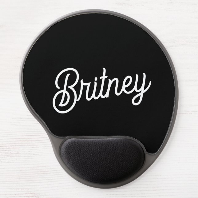 Modern Black White Personalized Monogram and Name  Gel Mouse Pad (Front)