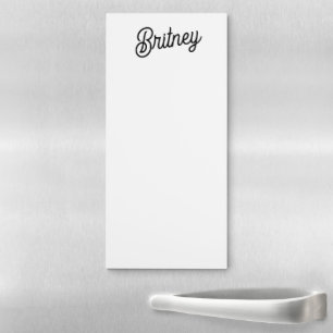Modern Black White Personalized Monogram and Name Magnetic Notepad
