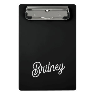 Modern Black White Personalized Monogram and Name  Mini Clipboard