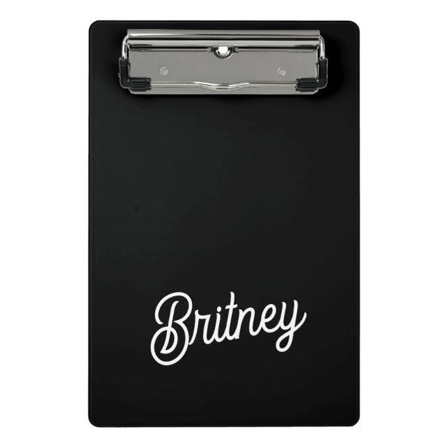 Modern Black White Personalized Monogram and Name  Mini Clipboard (Front)