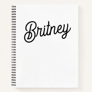Modern Black White Personalized Monogram and Name Notebook