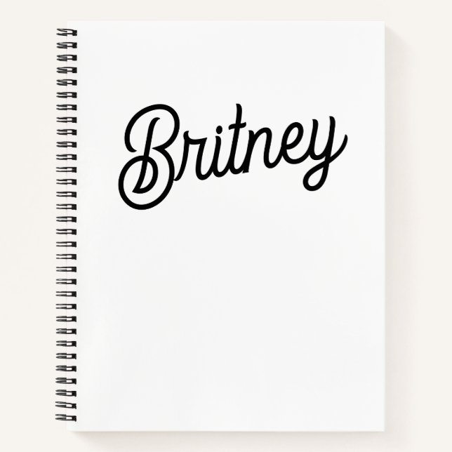 Modern Black White Personalized Monogram and Name  Notebook (Front)