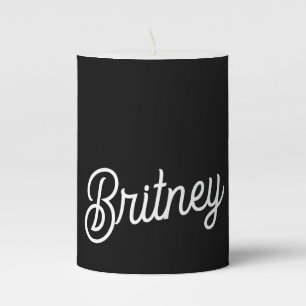 Modern Black White Personalized Monogram and Name  Pillar Candle
