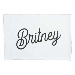 Modern Black White Personalized Monogram and Name  Pillow Case