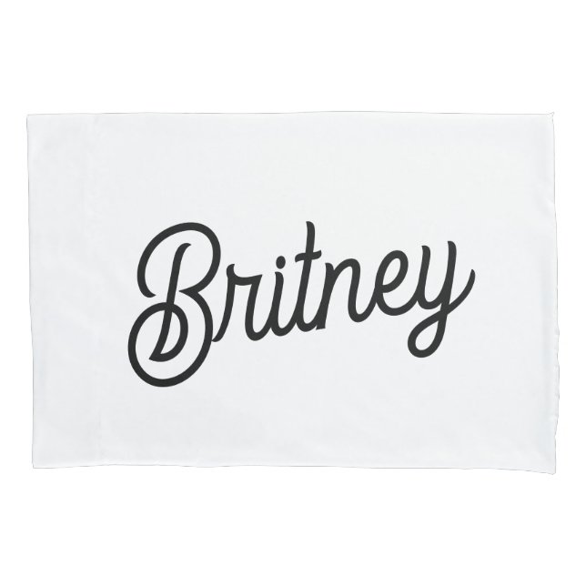 Modern Black White Personalized Monogram and Name  Pillow Case (Front)