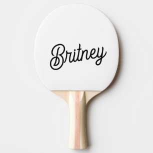 Modern Black White Personalized Monogram and Name  Ping Pong Paddle